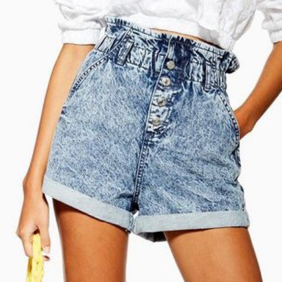 Topshop Pants - Topshop paper bag High Waist Denim Shorts. Size 8